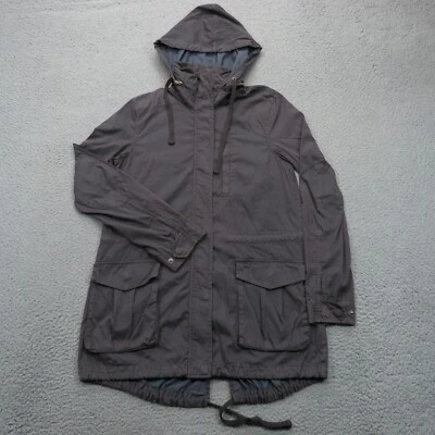 Jaqueta James Perse Feminina 1 Cinza Utilitário Parka Com Capuz Rabo de Peixe Zíper Completo Snap Pack - Imagem 1 de 4