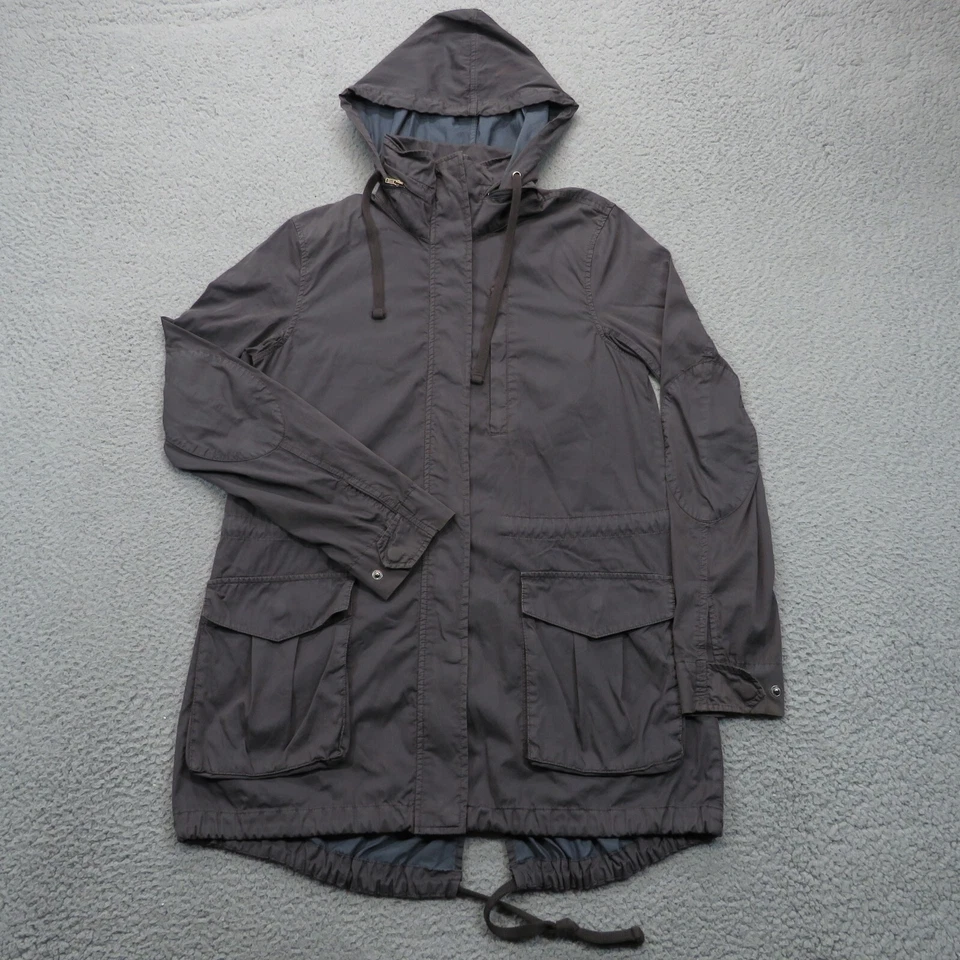 Chaqueta James Perse Mujer 1 Gris Utilidad Parka Con Capucha Cola de Pescado Cremallera Completa Paquete a Presión Foto 1 de 4