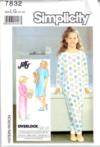 Simplicity Sewing Pattern 7832 Easy Sew Size LG 12-14 Girls Nightgown & Pajamas - Picture 1 of 2