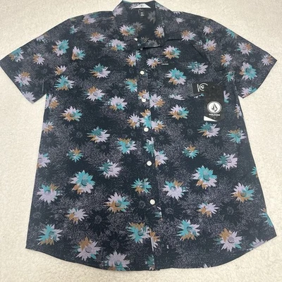 Volcom Classic Medal Petal Button Up Shirt Medium Short Sleeve-Hawaiian Style - Image 1 of 4