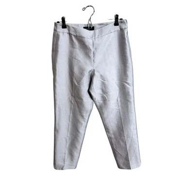 Pantalones de tobillo Talbots gris plata mezcla seda forrados cremallera lateral frente plano talla 6P  Foto 1 de 4