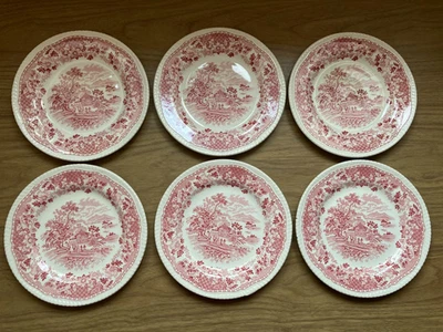 Wood’s Burslem Seaforth Plate Enoch 1784 Ralph 1750 Red & White Set of 6 - Image 1 of 4