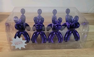 Set Of 4 Balloon Dog Christmas Ornaments Metallic Purple Plastic - Picture 1 of 14