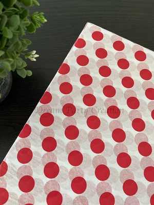 RED POLKA DOTS Design Tissue Paper Sheet Choose Size & Package Amount - Image 1 of 4
