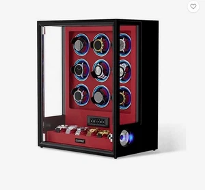 VIRTUOSO 9 Watch Winder w/Fingerprint Lock & Extra Storage Red/Black New in Box - Picture 1 of 10