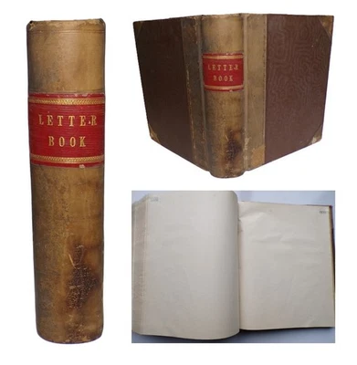 1930s UNUSED LEATHER BOUND Letters Book 1000 BLANK PAGES Scrapbook Cuttings etc - Image 1 of 4