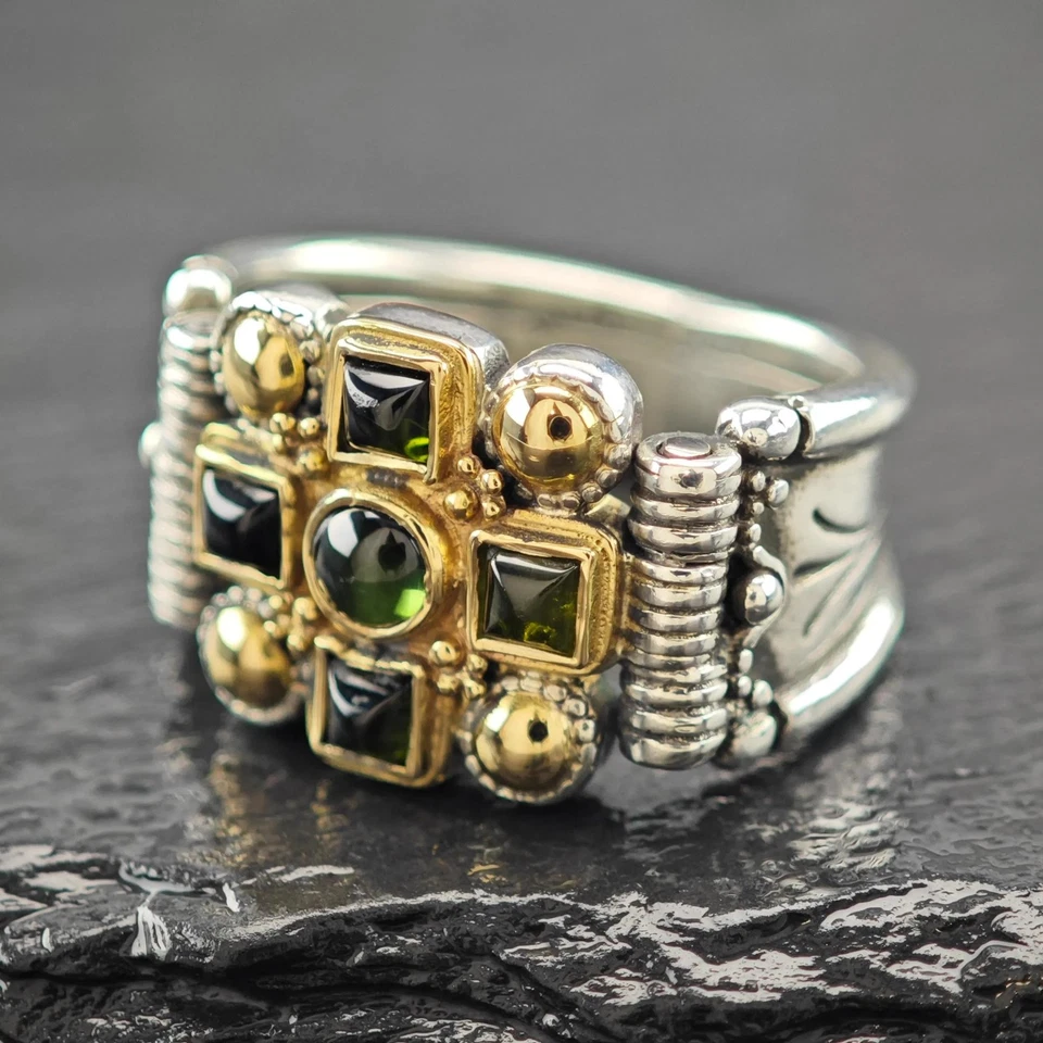 Anillo Gerochristo Oro 18k Acento Cruz Plata Esterlina Talla 7 1/2 Foto 1 de 4