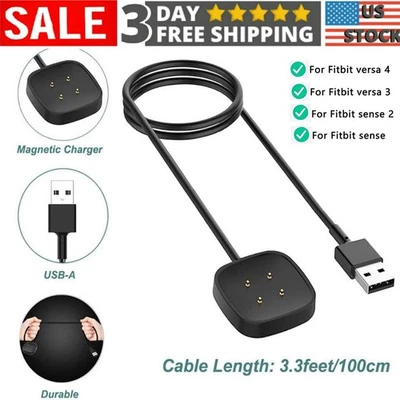 Estación base de carga rápida USB cable cargador de 3 pies para Fitbit Versa 3 / Sense Foto 1 de 4