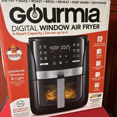 Gourmia 6-Qt Digital Window Air Fryer with 12 Presets & Guided Cooking Black - Image 1 of 4