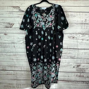 Mujeres Nuevo sin Etiquetas Only Necessities Negro Verde azulado Floral Camisón Casa Vestido Tumbona 1X - Imagen 1 de 7