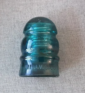 OHIO VALLEY GLASS CO # 11 O.V.G.CO. Blue / Green Glass Keg CD-112 Insulator  - Bild 1 von 8