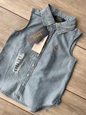 Ralph Lauren Polo Girl's Chambray Blue Denim Shirt Dress - Age 3 3T - New & Tags - Image 1 of 4