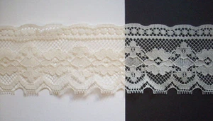 6 1/4 yardas crudo claro crema borde encaje adornos florales 2 1/4" ancho - Imagen 1 de 4