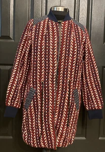 HAZEL Anthropologie Mixed Embroidery Long Bomber Style Cardigan Coatigan S NEW - Picture 1 of 9