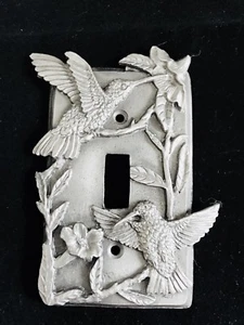 PEWTER SILVER HUMMINGBIRD KIDS ROOM GARDEN ATRIUM LIGHT SWITCH PLATE COVER - Picture 1 of 1