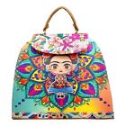 Artisan Made Frida Kahlo Canvas Faux Leather Tote Backpack From Coyoacan Mexico