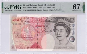 GERAT BRITAIN 50 Pounds P-388c B404 Bailey, PMG 67 Gem UNC 1994 banknote - Picture 1 of 2