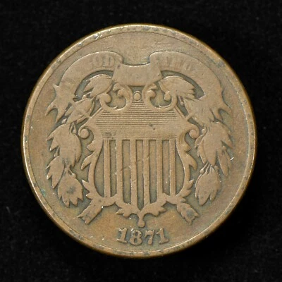 1871 2c TWO CENT PIECE, VG+ COIN *BETTER DATE* LOT#Z074 - Image 1 of 2
