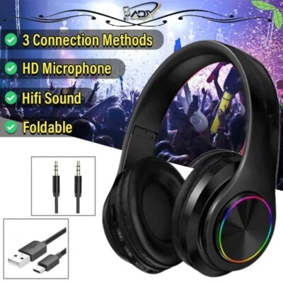 Funkkopfhörer Stereo On Ear Kabellos Kopfhörer Bluetooth 5.0 für Phone PC TV MP3 - Bild 1 von 4