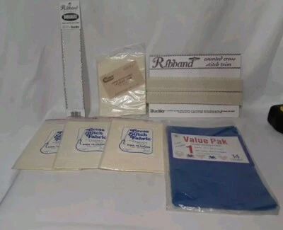 Большой лот закладок Aida вышивка крестиком, лента лента лента синий, слоновая кость, 14 Aida 12x18" - Изображение 1 из 4