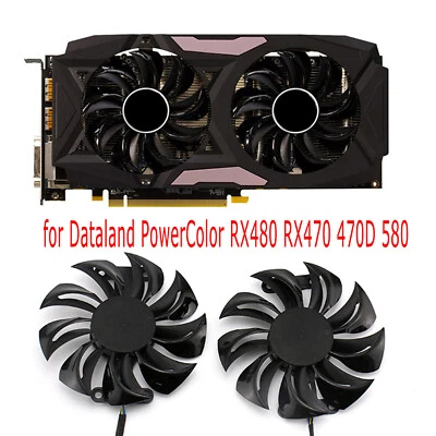 For Dataland PowerColor RX480 RX470 470D 580 Dual Graphics Card Cooling Fans