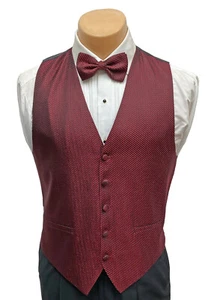 Men's Cardi Collection Red Tuxedo Vest & Tie Fullback Wedding Groom Cruise Prom - Picture 1 of 9