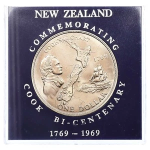 Nouvelle-Zélande 1 dollar 1969 Capitaine Cook Elizabeth II FDC cupronickel KM.40 - Imagen 1 de 4