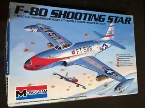 Monogram 1/48 5428 P-80 F-80 Lockheed Shooting Star Jet Fighter Model 1983 - Picture 1 of 3