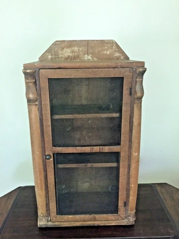 antique primitive hanging wall medicine cabinet pine jelly cupboard country farm Cover