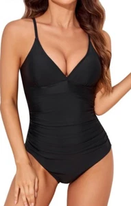Smismivo Tummy Control Bathing Suit Slimming One Piece Ruched Push Up NWT - Picture 1 of 5