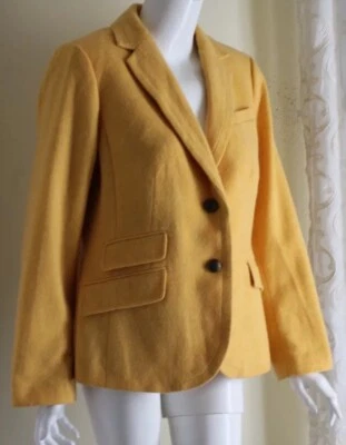 Chaqueta Blazer Talbots Talla 12 Amarillo Caléndula Tejido Lana Ecuestre Rica L Lujo Foto 1 de 4