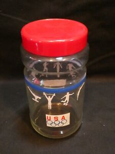 Maxwell House Anchor Glass 1988 Olympics Jar With Red Lid
