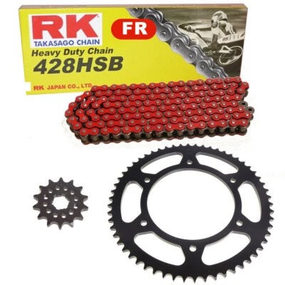 Chain Set Suitable For Suzuki DR 125 85-00 Chain RK FR 428 HSB 134 Open Red - Image 1 of 4