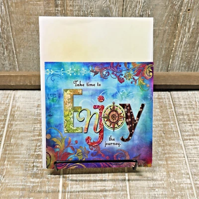Leanin Tree Birthday Cube Greeting Card Blue Floral Ornate Enjoy - Image 1 of 4