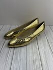 Gorgeous Vintage Vanna White Yellow Gold  Leather Shoes Size 9 Low Heels Perfect
