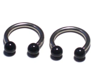 2 10g 5/8 alle 6mm Chirurgenstahl Hufeisen Gothic schwarz Ohr Nase Brustwarze Ringe - Bild 1 von 1