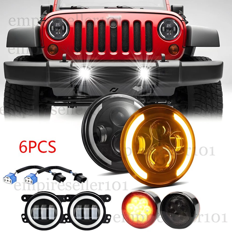 Kits de luces antiniebla giratorias faros LED de 7"" combo punto para Jeep Wrangler JK 2007-2018 Foto 1 de 4
