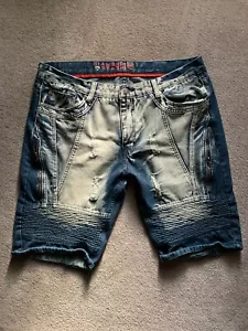 Men's Diamond Stash Distressed Acid Wash Blue Jean Shorts size 40 - Picture 1 of 3