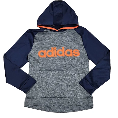 Adidas Youth Boys XL (18/20) Gray, Orange & Navy Blue Pullover Hoodie Logo - Image 1 of 4