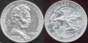 1918 50C LINCOLN ILLINOIS-MOTTO- Commemorative Silver++  OBV:  nice bust of Linc