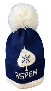 CHARLIE Hats VTG Colorado Knitting Mills 100% Wool Winter Ski Hat Beanie Pom Pom