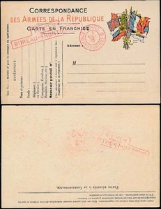 FRANCE WW1 STATIONERY 8 FLAGS...CTO BUREAU FRONTIERE BOXED + CIRCULAR...BULGARIA - Picture 1 of 1