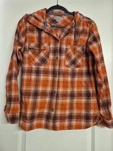 Carhartt Flanellhemd Damen Medium kariert Button Down Hoodie Workwear - Bild 1 von 5