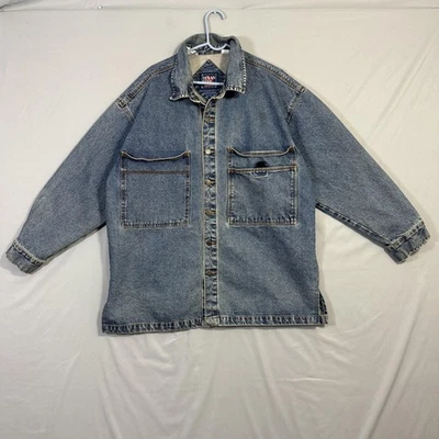 Jaqueta masculina Texas Tuff 2XL azul denim trabalho overshirt bolsos utilitários vestuário de trabalho - Imagem 1 de 4