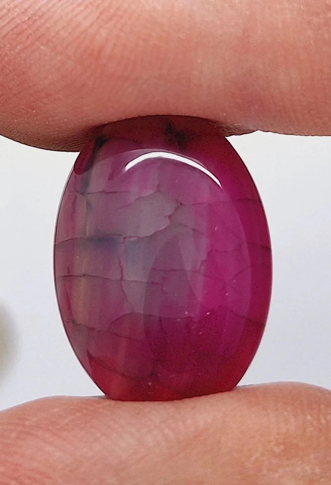 25x18mm Dyed Magenta Deep Pink Dragon Vein Agate Cabochon Stone S4008D - Image 1 of 1