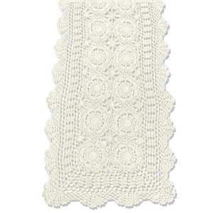 Cotton Handmade Crochet Lace Table Runner Beige Rectangle Coffee Table Dresse... - Picture 1 of 7