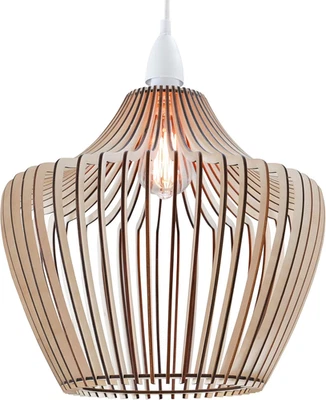 Lámpara Colgante Madera - Lámpara de Techo Boho Luz Colgante Cordón Ajustable Foto 1 de 3