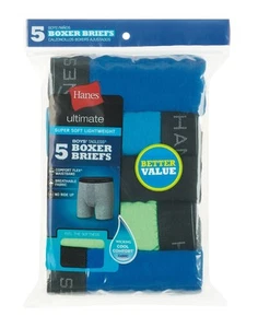 Hanes Boxer Brief Ultimate Boys Underwear Lightweight 5-Pack Assorted Colors - Picture 1 of 4