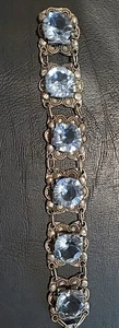 Antique Art Deco Sterling Rhinestone Filigree Bracelet Statement Bracelet - Picture 1 of 12