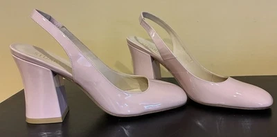 Stuart Weitzman Curveblock slingback bombas balé rosa couro envernizado TAMANHO. 8B - Imagem 1 de 4